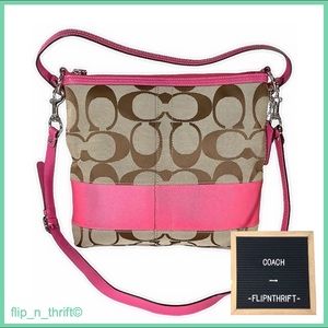 🎉HP🎉🌟LIKE 🆕 VINTAGE COACH Crossbody Bag w/Pink